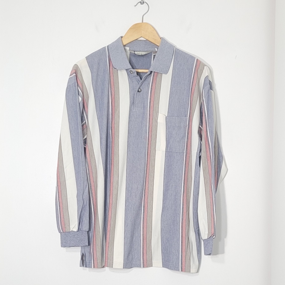 Vintage Cavori Cotton Blend Collar Light Colors Preppy Polo Shirt Pocket Unisex